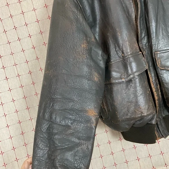 Vintage Avirex Jack Of All Raids Sack Time Nose Art A2 XL Leather Bomber Jacket - Picture 3 of 16
